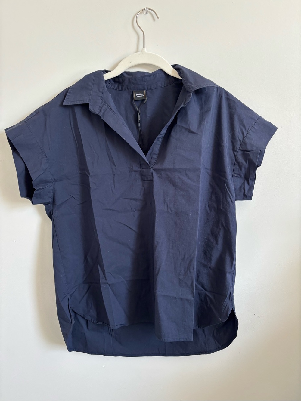 iora Navy Short-Sleeve Popover Shirt